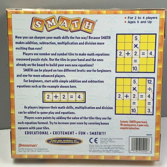 Smath Game Makes Math Fun Pressman 2004 Addition Subtraction Multiplication NIB - Picture 3 of 5